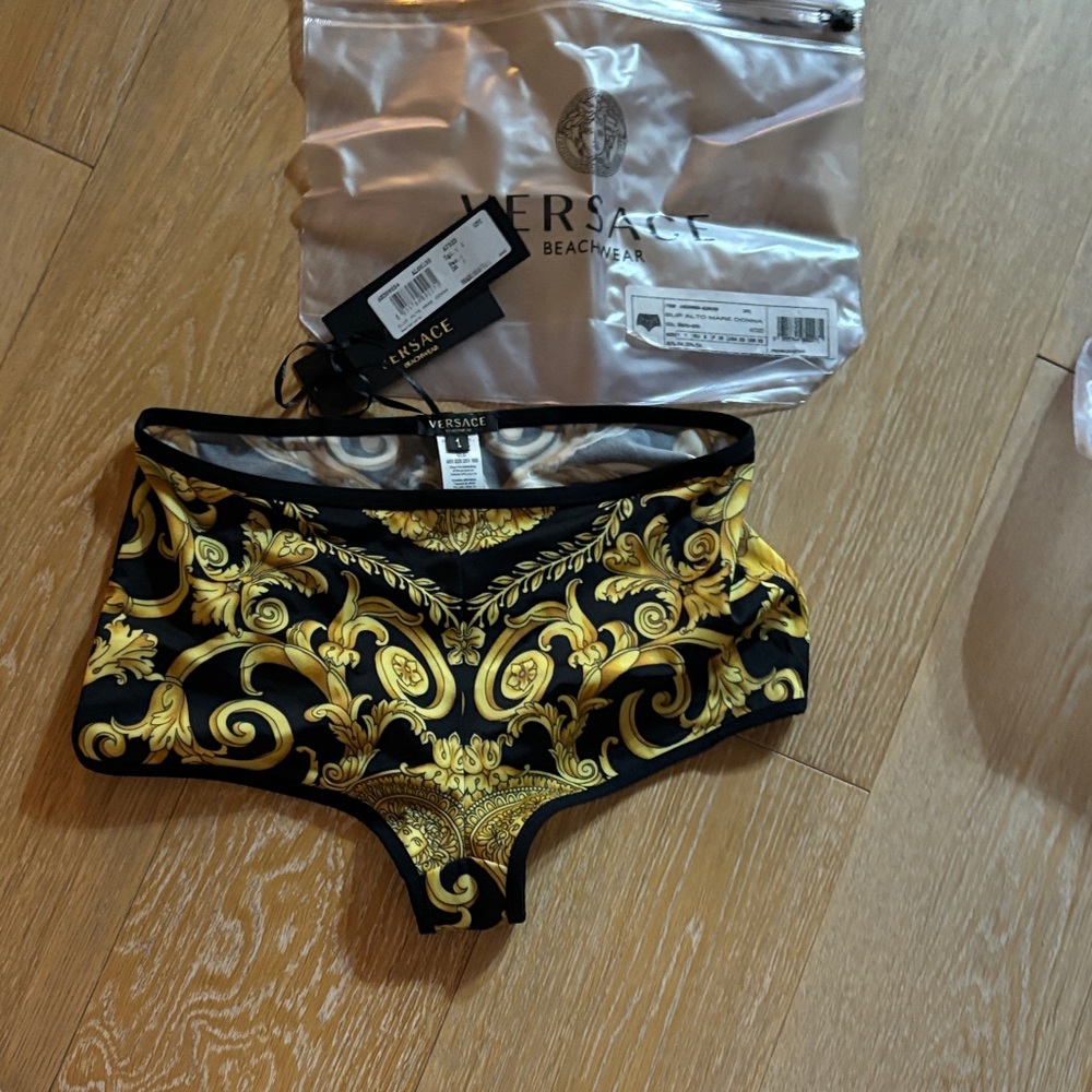 Versace Baroque Shorts Gold Swim Briefs Nero-Oro